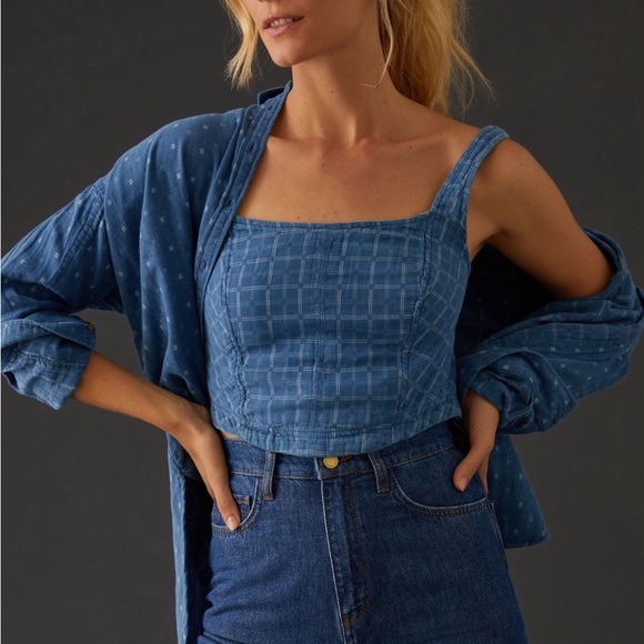 Pilcro Cotton Corset Tank & Buttondown - Picture 4 of 7